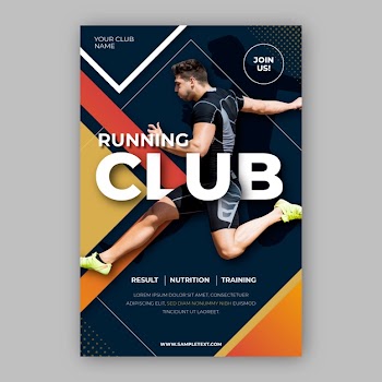 Sport poster design running club Free Vector
