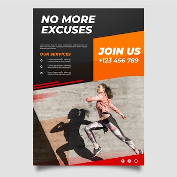 Sport poster style training service Free Vector