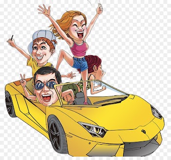 Sports car Automotive design - Tourism crazy group of people 
