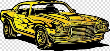 Sports car Ford Mustang , Yellow car flow line transparent background PNG clipart