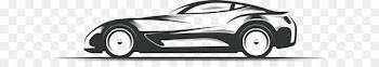 Sports car Silhouette Illustration - Hand-painted sports car side 