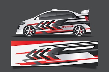Sports car wrap design Free Vector