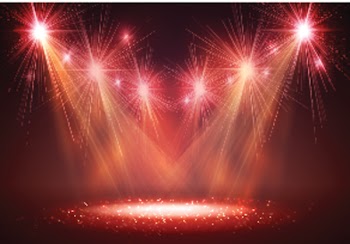 Spotlight on stage with smoke and light. Vector illustration.