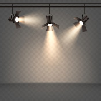 Spotlights realistic illustration with warm light Free Vector