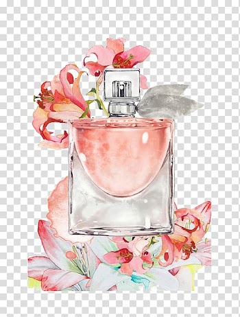 Spray bottle beside flowers illustration, Perfume Bottle Painting, perfume transparent background PNG clipart