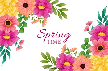 Spring background with colorful flowers Free Vector