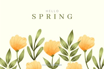 Spring background with watercolor yellow flowers Free Vector