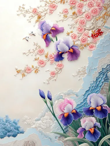 Spring Blossoms: Suzhou Embroidery Art of Irises Spring Blossoms: Suzhou Embroidery Art of Irises
