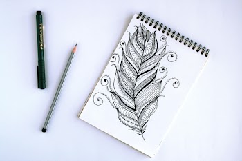 Spring Book With Feather Sketch