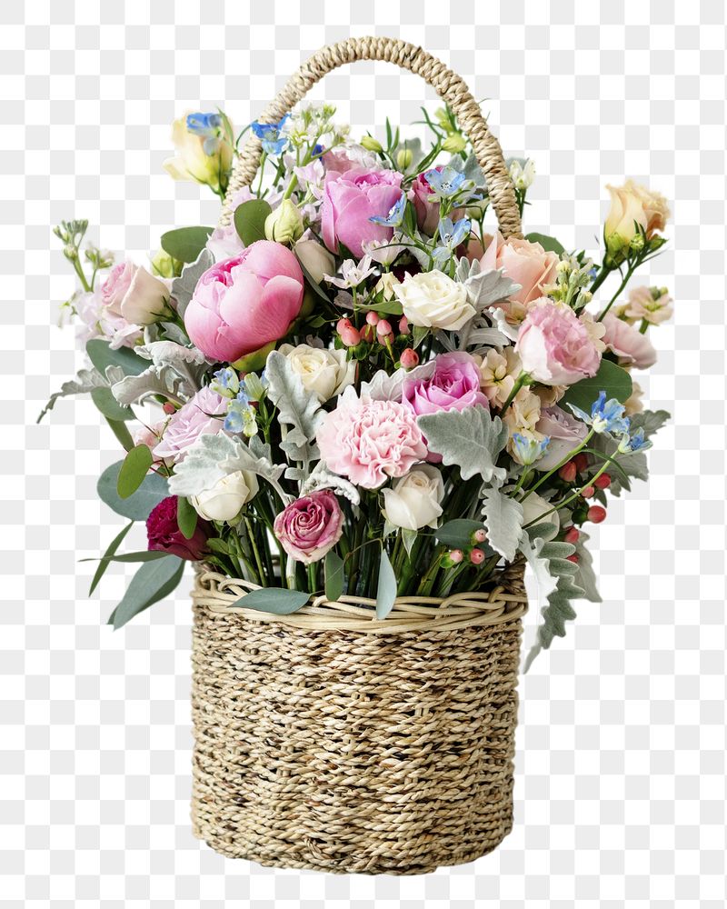 Spring flower basket sticker,  | Free PNG - rawpixel