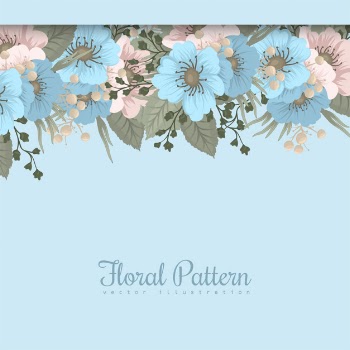Spring flower boarder - light blue flower Free Vector