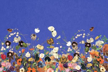 Spring flower border, blue background | Free Photo - rawpixel