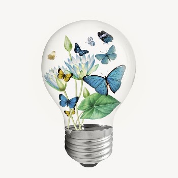 Spring flowers light bulb, blue | Free PSD - rawpixel
