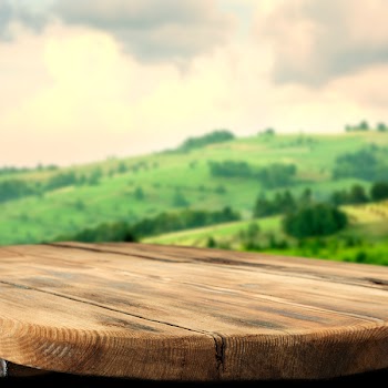 spring landscape of green tuscany and table place texture 