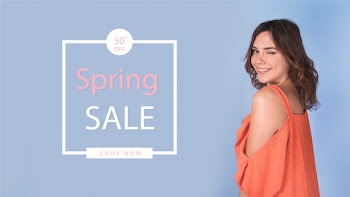Spring sale mockup with stylish woman Free Psd