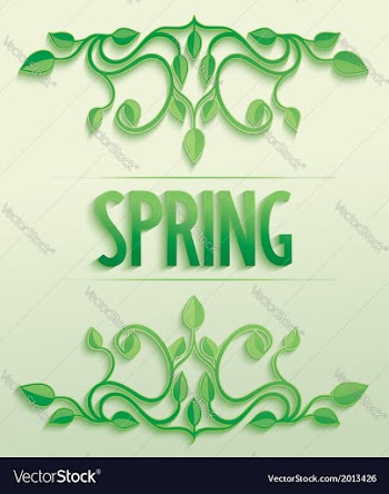 Spring word with leaves composition vector image