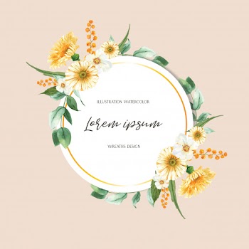 Spring wreath frame fresh flowers, decor card with floral colorful garden, wedding, invitation Free Vector