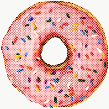 Sprinkled pink donut illustration halftone style  | Free  transparent png - 2337895