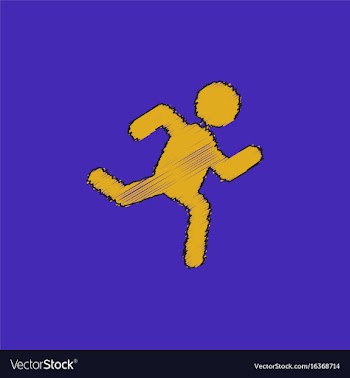 Sprinter icon man run silhouette in hatching style vector image