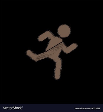 Sprinter icon man run silhouette in hatching style vector image
