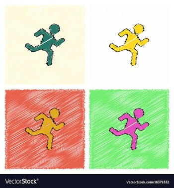 Sprinter icon man run silhouette in hatching style vector image