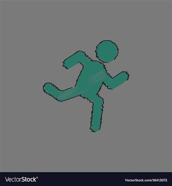Sprinter icon man run silhouette in hatching style vector image
