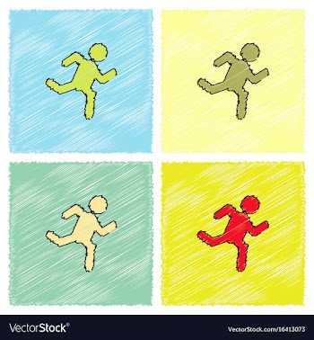 Sprinter icon man run silhouette in hatching style vector image
