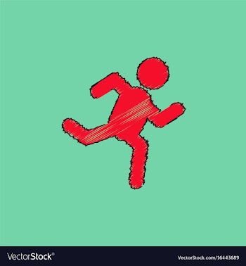 Sprinter icon man run silhouette in hatching style vector image