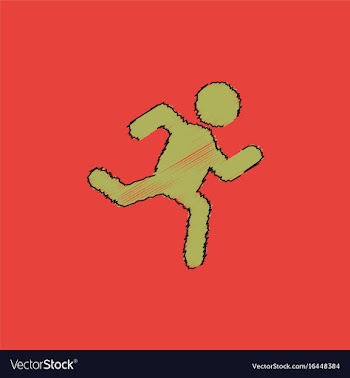 Sprinter icon man run silhouette in hatching style vector image