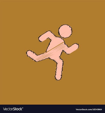 Sprinter icon man run silhouette in hatching style vector image