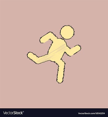 Sprinter icon man run silhouette in hatching style vector image