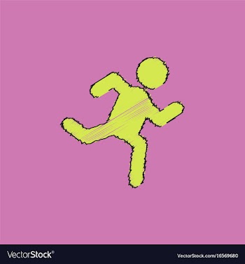 Sprinter icon man run silhouette in hatching style vector image