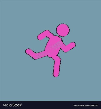 Sprinter icon man run silhouette in hatching style vector image