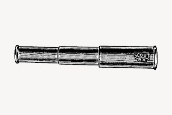 Spyglass hand drawn clipart, equipment | Free Vector Illustration - rawpixel