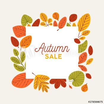 Square autumn banner template decorated by fallen tree leaves