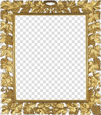 Square beige frame, Gold Frame With Vine transparent background PNG clipart