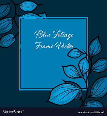Square blue foliage frame concept vector image