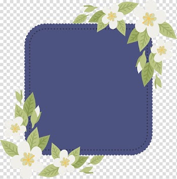 Square blue frame and white flowers illustration, Paper Floral design Flower, White flowers decorate the title box transparent background PNG clipart