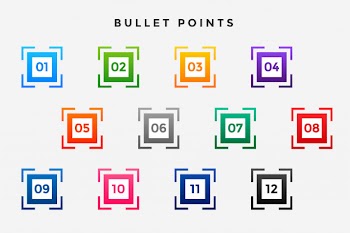 Square business bullet points numbers set Free Vector