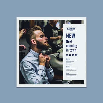 Square cover template with barber concept Free Psd