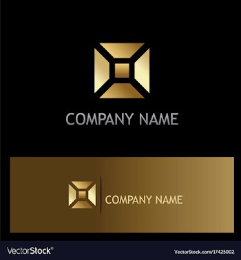  					Square geometry shape gold business logo vector image														