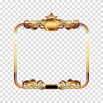 Square gold-colored illustration, Gold , Beautifully golden frame material transparent background PNG clipart