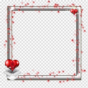 Square gray and red heart print frame illustration, frame , Love Frame transparent background PNG clipart