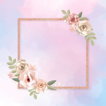 Square paper craft flower badge psd