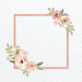 Square paper craft flower badge psd