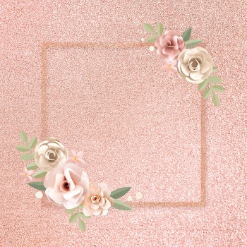 Square paper craft flower badge psd