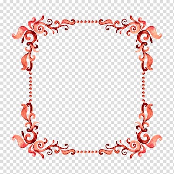 Square pink and red frame illustration, Watercolor painting Flower, Medieval lace frame transparent background PNG clipart