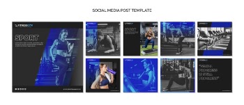 Square post template collection with fitness concept Free Psd