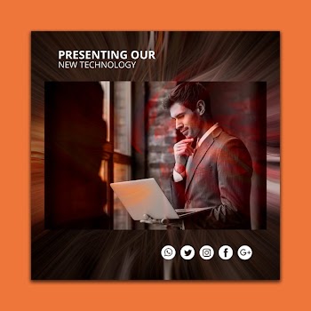 Square post template with abstract technology background Free Psd