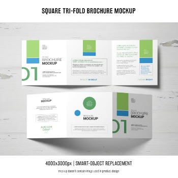 Square tri-fold brochure mockup Free Psd